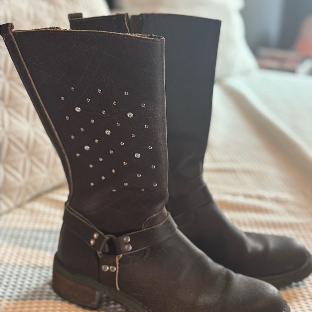 Studded Black Knee-High Boots